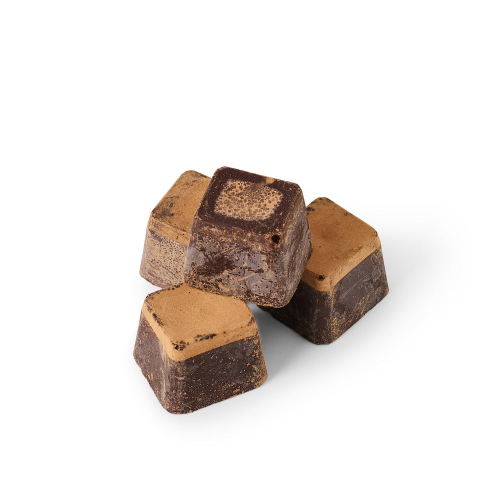Handcrafted cacao adaptogen nugs made from ceremonial cacao and mushroom extracts