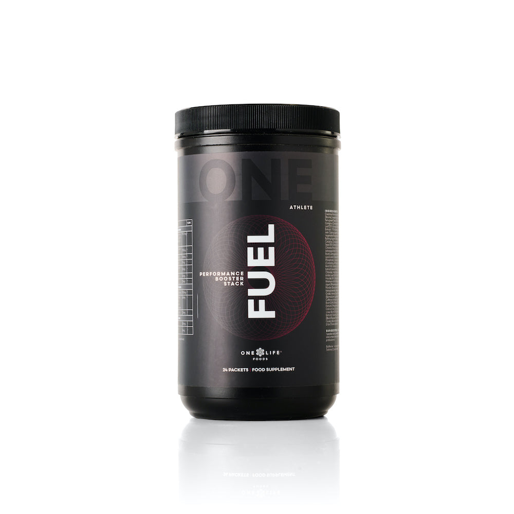 FUEL Performance Booster Stack Pack supplement tub by One Athlete