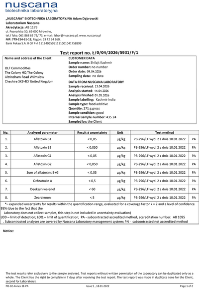 Kashmiri shilajit toxin report