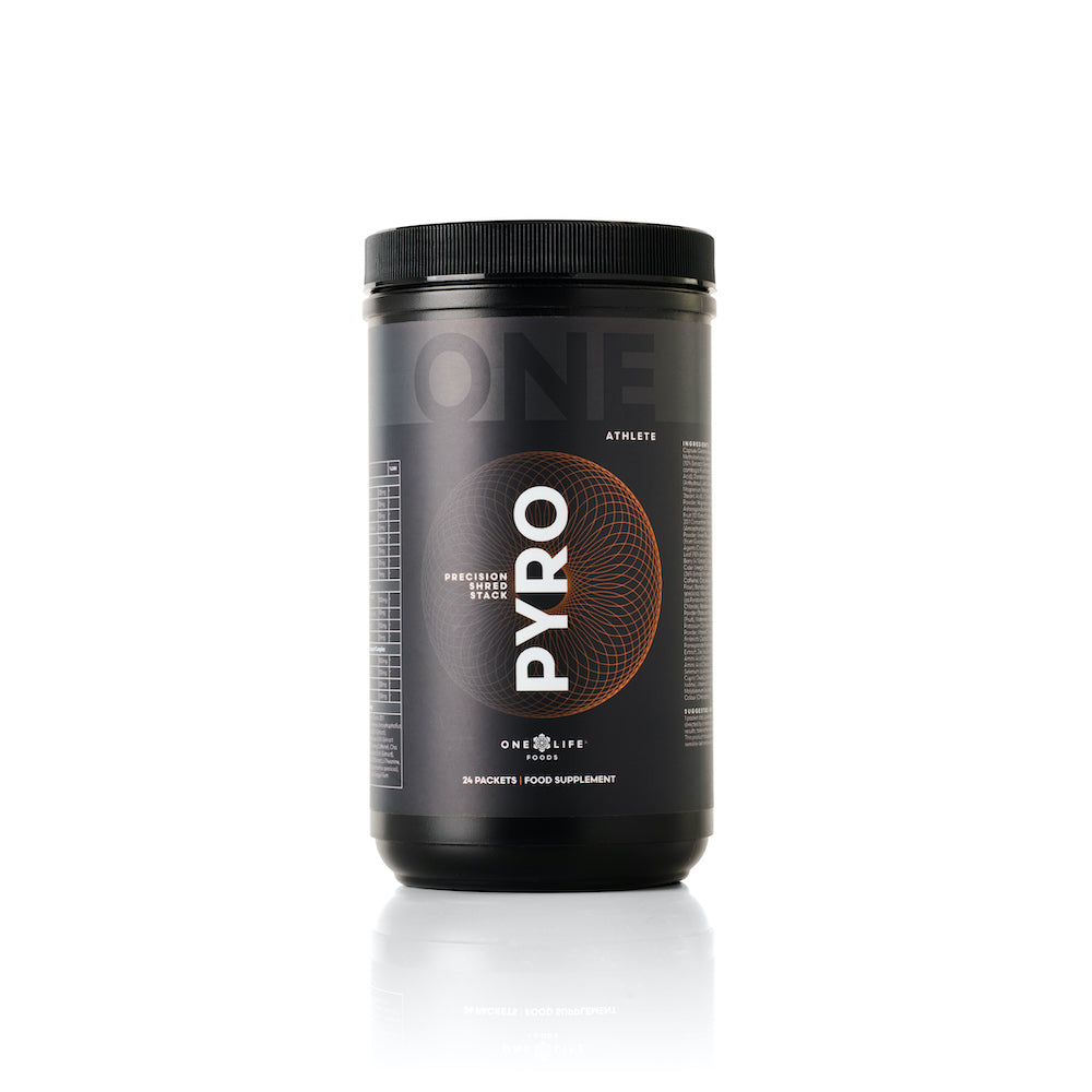 PYRO Precision Shred Stack Pack supplement tub by One Athlete
