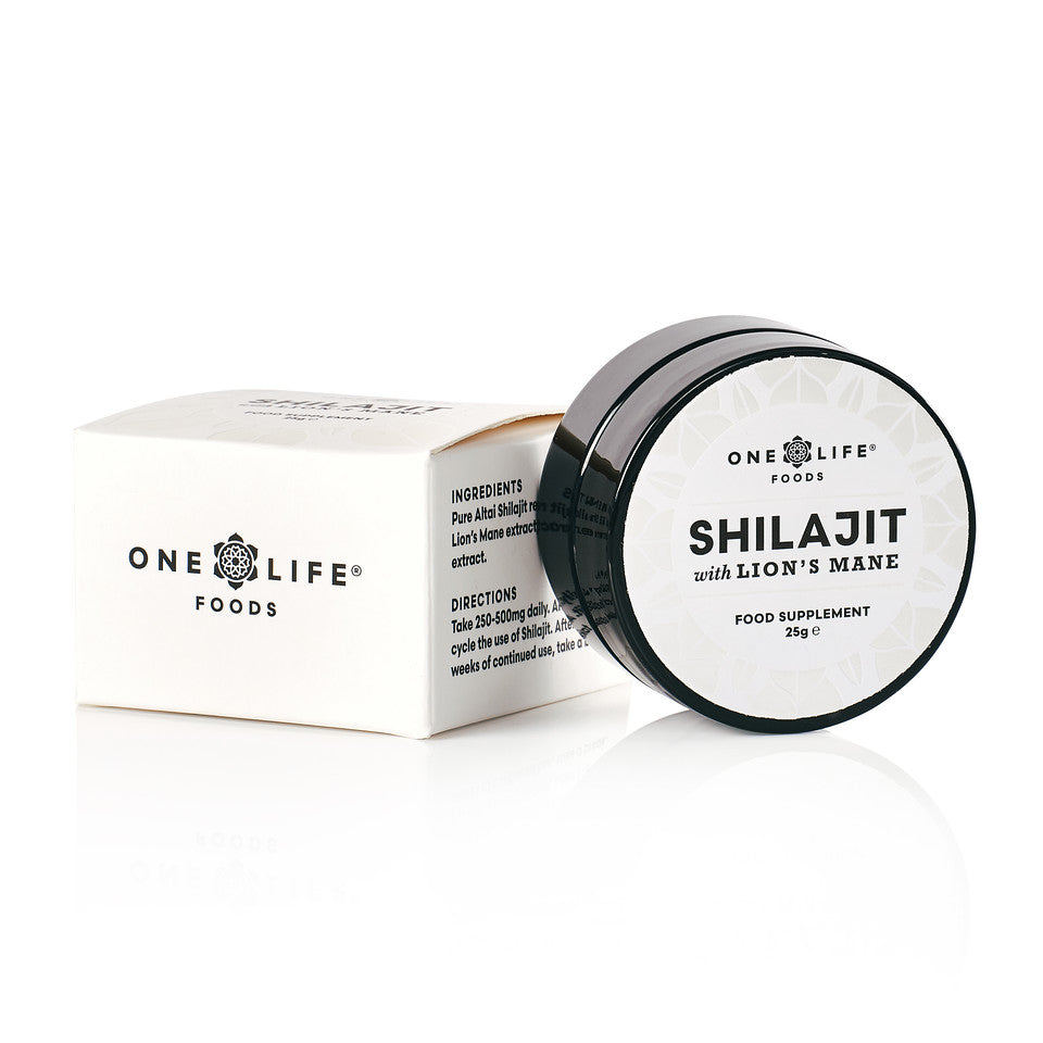 Shilajit and Lion’s Mane resin jar One Life Foods UK